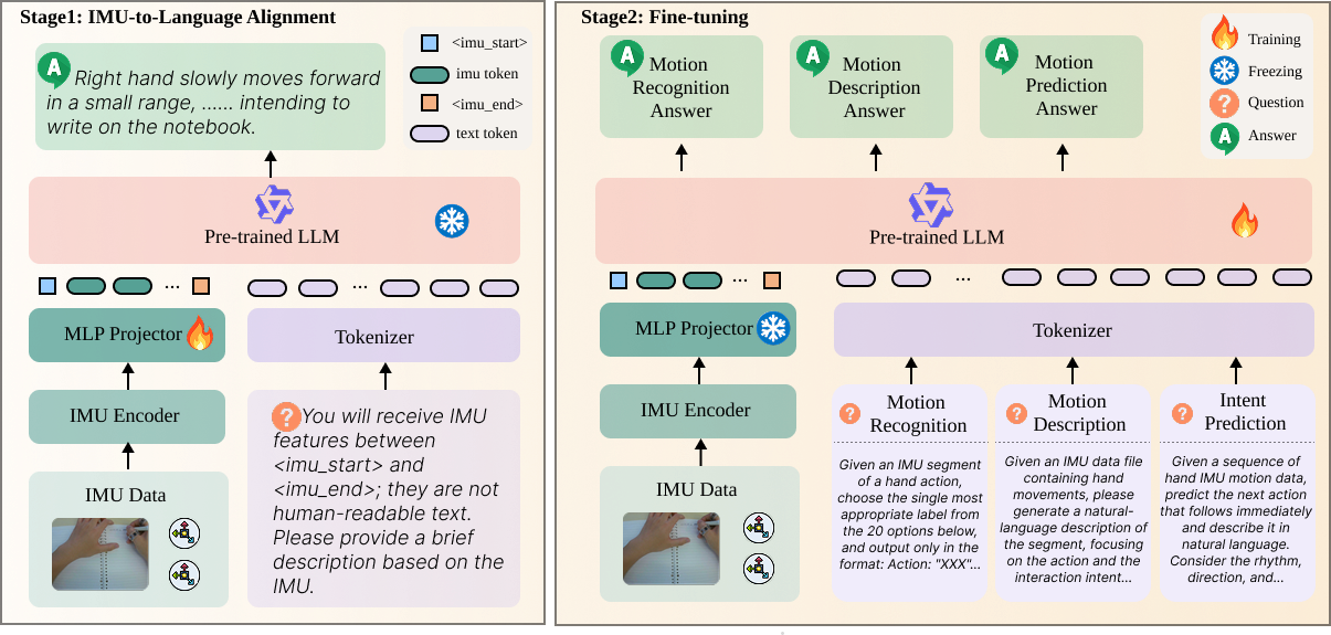 Two-stage training pipeline of HMotionGPT